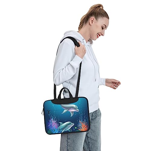 Bolso tipo Tote para laptop con diseño de delfín y pez miniatura 7