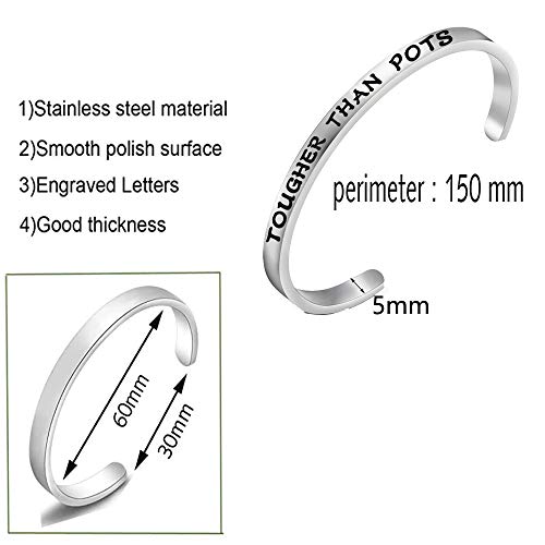 Image of POTS Dysautonomia Awareness Cuff Bracelet Tougher Than POTS Chronic Illness Jewelry