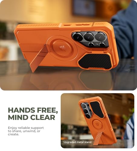 Image of Dexnor for Samsung Galaxy S26 Ultra Case with Camera Cover & Adjustable Kickstand & Screen Protector, Compatible with MagSafe, Rugged Shockproof Bumper Cases Magnetic Protective Cover(2026),Orange