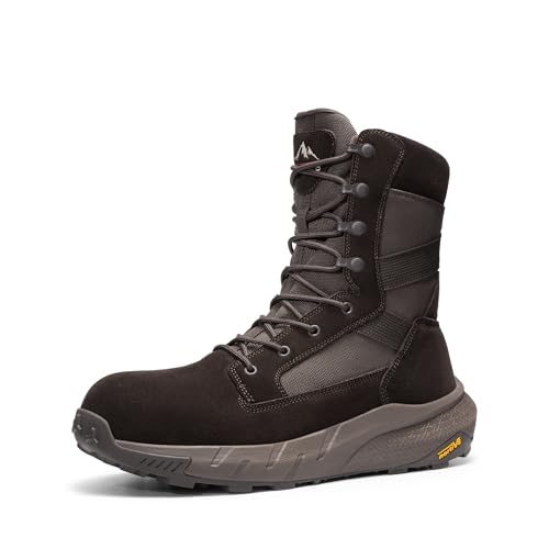 Image of NORTIV 8 Men's 8 inch Composite Toe Work Boots, Lightweight Side Zipper ASTM F2412-24 & ASTM F2913-24 Safety Military Boots for All-Day Comfort, Peakforce-Nano