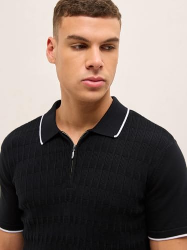 Image of Men's Cotton Textured Regular Fit Yellow Polo