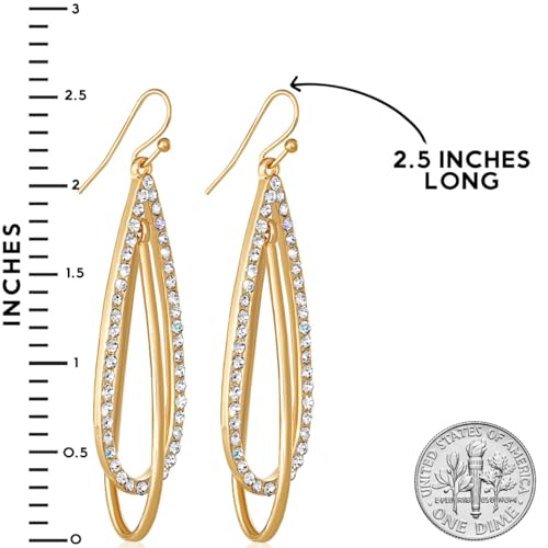 Simulated Diamond Teardrop Dangle Earrings for Women - Cubic Zirconia Crystal Long Dangling Earrings4
