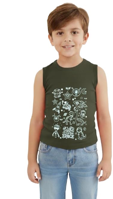 Image of HAP Boys Printed Mega Vest | 100% Cotton Multi Color Tank top |Sleeveless Tshirt