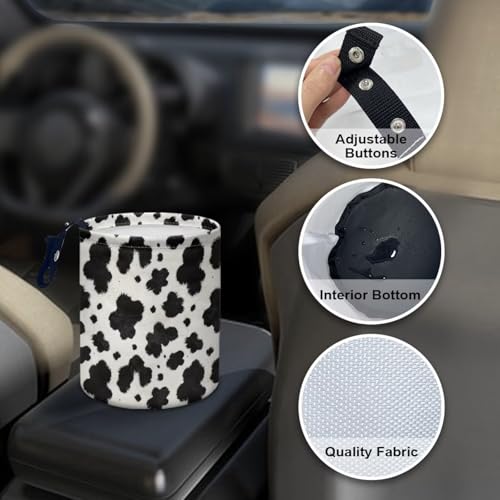 Image of Cow Car Trash Can - Cute, Portable,Collapsible Back Seat, Front Console, Floor, or Hanging Headrest Waste Basket Car Garbage Bag