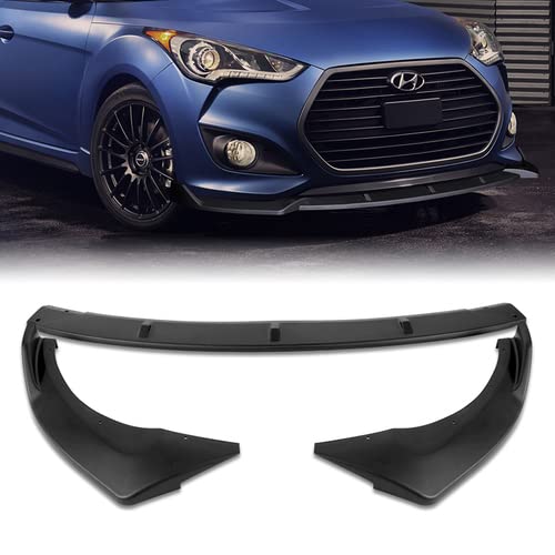 HK5 3 Pieces Front Bumper Lip Spoiler Splitter Side Body Kit Trim Protection Compatible with 2013-2017 Hyundai Veloster Turbo Model, 2014 2015 2016 (Matt Black)