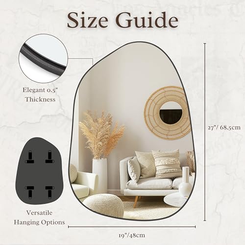 PERFNIQUE Irregular Wall Mirror Asymmetrical Mirror, 27''x19'' Black Mirror for Bathroom Bedroom Living Room Entryway, Decorative Modern Wall Decor, Wall Mounted Mirror (Black, 27''x19'') by PERFNIQUE - Image 4