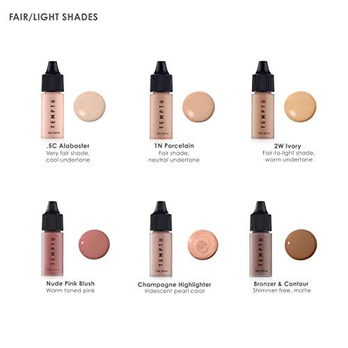 Temptu One Airbrush Make-Up Kit For Complexion Perfection With Cordless Compressor, Fair/Light: 11-Piece Set, Portable Air Brush Machine, 3 Shades Of Foundation, Blush, Bronzer, Instant Concealer #TOP1