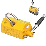 Permanent Magnetic Lifter, 440 lb/200kg Pulling Capacity, Strong Neodymium Magnets Lifting Magnet with Release Handle and Steel Hook for Lifting Plate Steel, Board, Used in Shop Crane, Hoist, Board