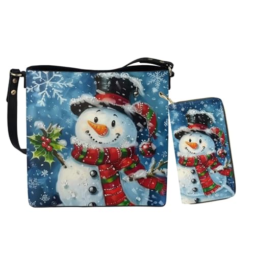 Image of HUGS IDEA Leather Purses and Handbag for Women Bucket Bag with Wrist Wallet 2 Packs
