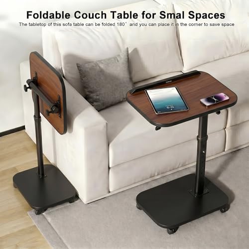 Mesa de altura ajustable portatil con ruedas para salon y dormitorio 6