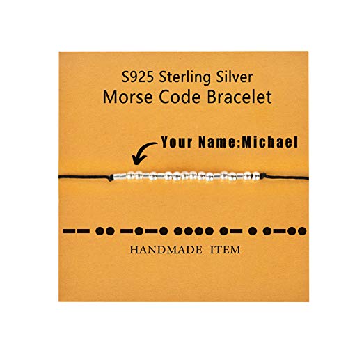 Souleather Custom Morse Code Bracelet 925 Sterling Silver Beads On Silk Cord Engraving Your Name Secret Message On Beads Bracelet Gifts Party Jewelry For Men Women #TOP1