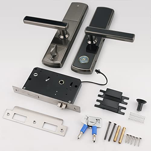 Electric Touchscreen Door Lock Keyless Combination Entry Digital Code Password Keypad Lever Lock Security Safety Entrance Lockset With Tempered Glass Screen, Black #TOP7