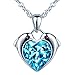 Unendlich U Delfine Damen Herzkette Mädchen Halskette 925 Sterling Silber Blau Zirkonia Anhänger Kette mit Anhänger, Silber