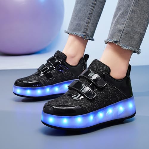 Kids Four Wheels Roller Skate Shoes USB Charging Led Light Up Sneakers for Boys Girls2