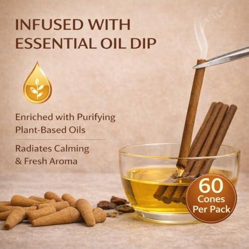 Image of Nirmalaya Premium Patchouli Dhoop Cones | 60 Bambooless Incense Cones with Stand | Made from Sacred Flowers | Charcoal Free Cones | 25 Min Burn Time for Pooja & Meditation