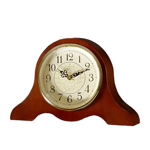 XYUERU Relojes de repisa de Madera Maciza, Estilo Vintage, silenciosos, a Pilas, de Estilo Retro, de Cuarzo, for Sala de Estar, Chimenea, Oficina, estantería, decoración del hogar.