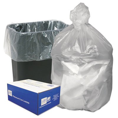 High Density Can Liners, 16gal, 8 Microns, 24 x 33, Natural, 1000/Carton (4 Cartons)