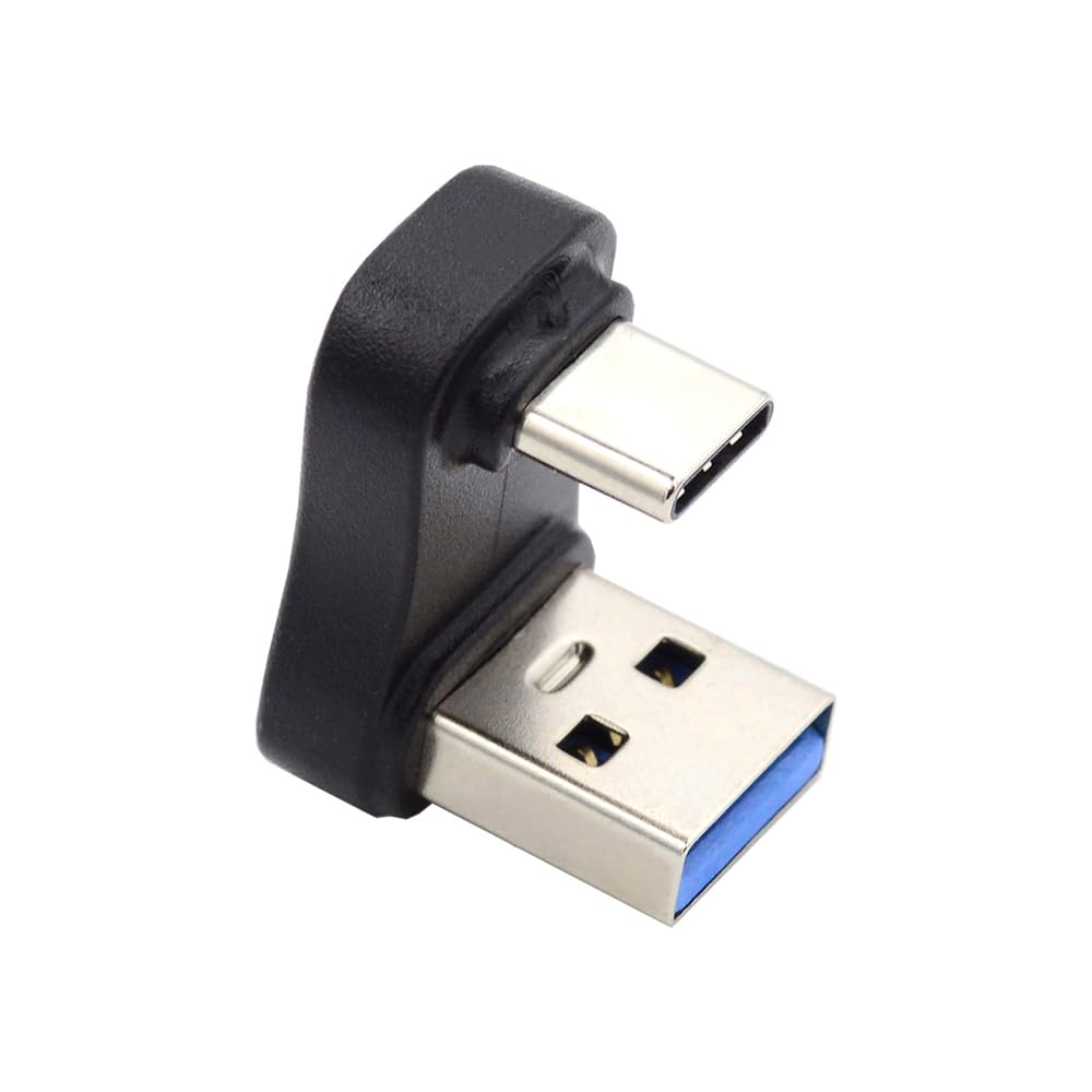 xiwai USB3.0 Type A Male to USB 3.1 Type C Male Up Opposite U Shape Back Angled 90 Degree Charge Adapter Data 10Gbps for Laptop Phone
