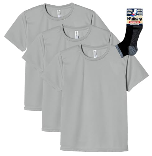 [グリマー] ＵＶドライTシャツ 3枚組 Sportsソックスセット グレー SS
