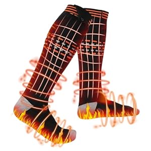 Groß Beheizbare Socken mit 5000mAh/5V Wiederaufladbare Batterie, Beheizte Socken für Damen Herren, 3 Einstellbarer Temperatur bis zu 65°C Heizsocken Lange Lebensdauer Fußwärmer