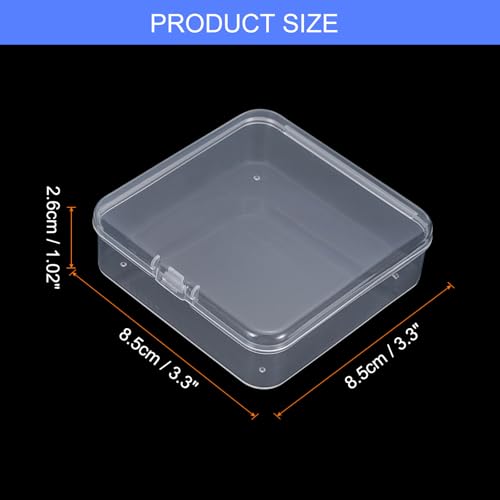 Image of uxcell 12Pcs Clear Small Plastic Beads Storage Containers with Lids, Square Anti-Oxidation Jewelry Storage Boxes for Small Items Craft, Beads, Ear Studs, Necklaces(3.3x3.35x1.02In)