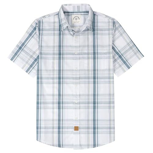 Dubinik® Mens Short Sleeve Button Down Shirts Soft Breathable Summer Vintage Regular Fit Lightweight Men's Casual Shirt