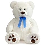 Picture of HollyHOME Teddy Bear Stuffed Animal Plush Giant Teddy Bears with Footprints Big Bear 36 inch White