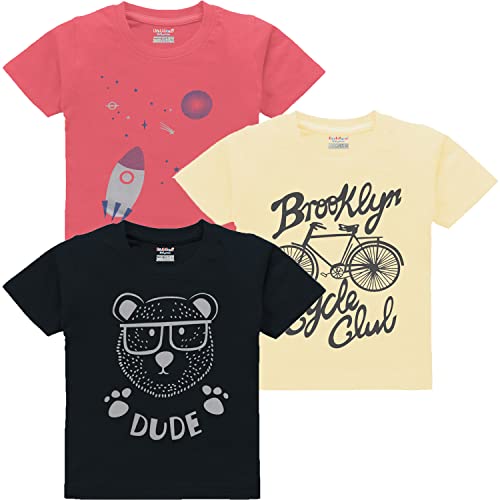 Image of kiddeo Boys Cotton Halfsleeve T Shirts (Pack of 3)