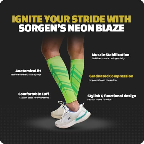 Image of Sorgen Sports Compression Calf Sleeves | 20-30 mm Hg | Ideal for Running, Cycling, Marathons, Athletics & Indoor Training | Helps Reduce Leg Cramps | Boosts Performance & Aids Recovery | Comfortable, Durable & Supportive