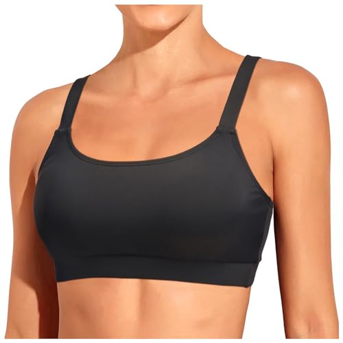 Aoklidil Bandeau Top Mujer Extraíble Correa Espagueti Bikini Bandeau Acolchado Parte Superior Bikini Sexy Bikini Top Bikini Mujer Pechos Grandes Traje de baño Bra Traje de baño Top Top, A2-negro., L