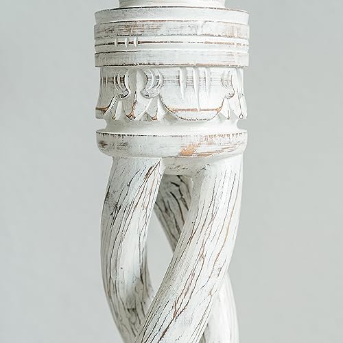 Support pot de fleur en bois colonne décorative blanche 80 cm