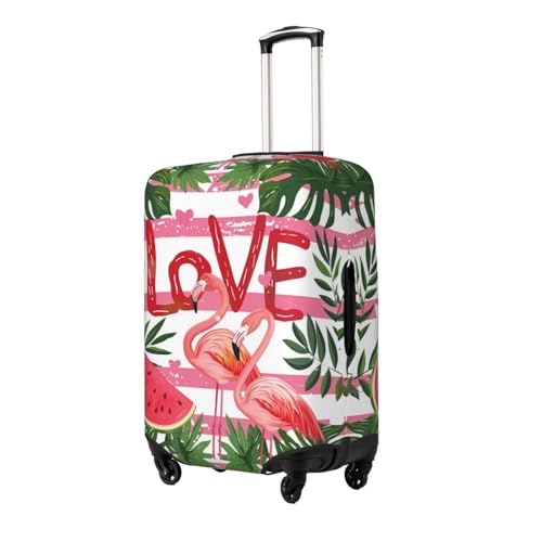 Flamingo Love Luggage Cover Washable Elastic Suitcase Cover Anti-Scratch Travel Luggage Protector Covers for Kids Adult S fits 18-21 inch Suitcase2