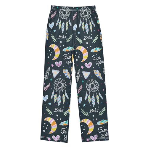 ZZXXB Wild Free Dream Catcher Boys Long Pants Soft Trousers Elastic Waist Kids Lounge Bottoms with Pockets S-XL