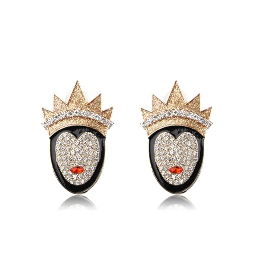 Evil Queen Stud Earrings Rhinestone Villain Gift Villain Queen Jewelry for Halloween Spooky Gift