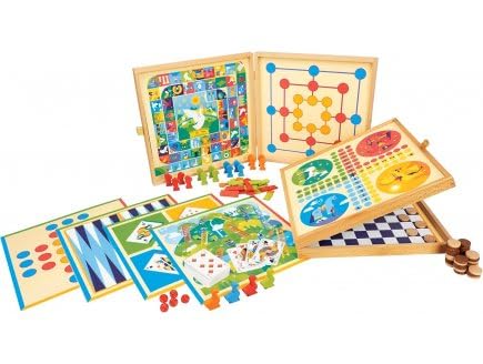 Coffret Jeux de Societe 150 regles, pions en Bois - Made in France - malette Multi Jeux - Classiques, Traditionnels - Set Famille et Carte