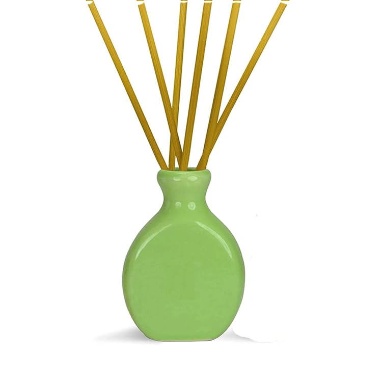 LOOKS FIRST Ceramic Reed Difuser Pot (4 inch, Green)