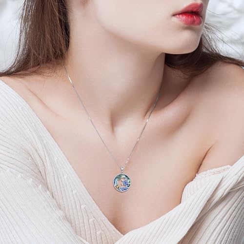 TOUPOP Sea Turtle Gifts Sterling Silver Tropical Palm Tree Ocean Pendant Crystal Sea Turtles Jewelry Christmas Summer Gifts for Women Her2