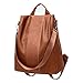 Produktbild Damen Anti-Theft Rucksack Kunstleder Einfarbige Reißverschluss Rucksäcke Outdoor Freizeit Student Kuriertasche (Braun)