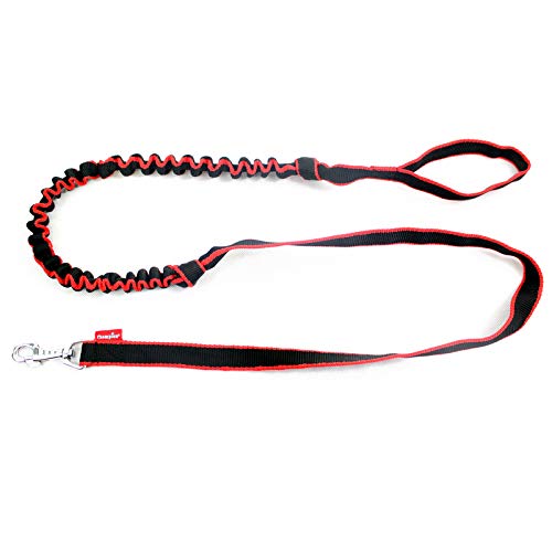 STRONG DOG ANTI SHOCK PULL ABSORBING DOG LEAD WALK/TRAINING BUNGEE/SPRING LEASH (Black Red Edge)
