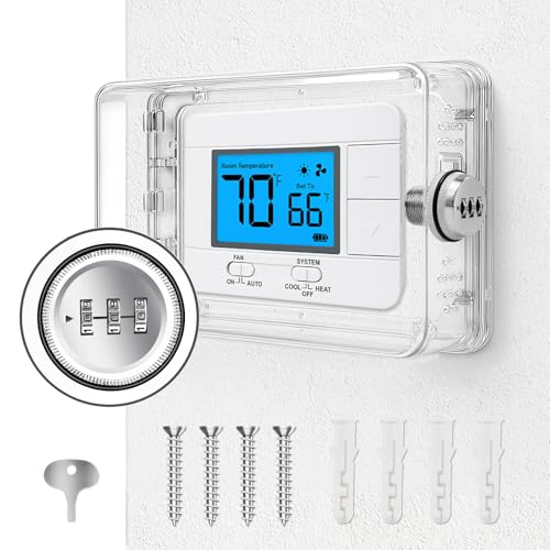 Pihode Thermostat Lock Box with Combination Lock Universal Keyless Large Space Thermostat Cover Fits 7.1 4.5 or Smaller Thermostats & Sprinkler Controllers Sprinkler Controller Guard