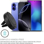 Universal Smartphone Holder - Air Vent Magnetic Car Mount (4 Pack Black) Compatible with iPhone 12/13/14/15/16 & Galaxy LG Android Cell Phone