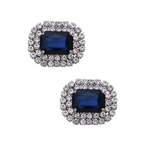 Ruihfas Bridal Wedding Shoes Dress Hat Accessories Fashion Rhinestones Crystal Shoe Clips 2 Pcs (Dark Blue)