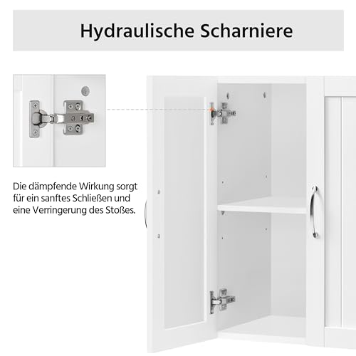 Yaheetech Badezimmerschrank Hängeschrank Wandschrank mit 3 Türen Badschrank Wandregal Küchenschrank mit Höhenverstellbarem Einlegeboden fürs Badezimmer Küche Wäscheraum, 75×31×60 cm