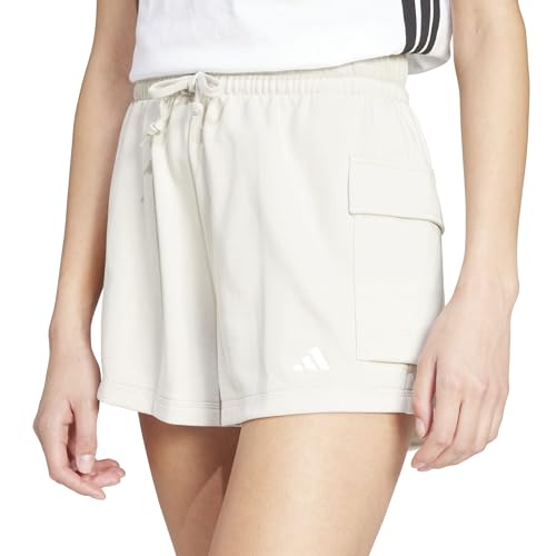 adidas Damen Essentials Small Logo French Terry Cargo Shorts, Wonder Alumina/White, XS