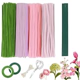 HUANR Pipe Cleaner Flower Set, 400 unidades Pipe Cleaner, 30 cm Pipe Cleaner Flowers, 4 colores limpiadores de pipas multicolor, adecuado para ramos caseros