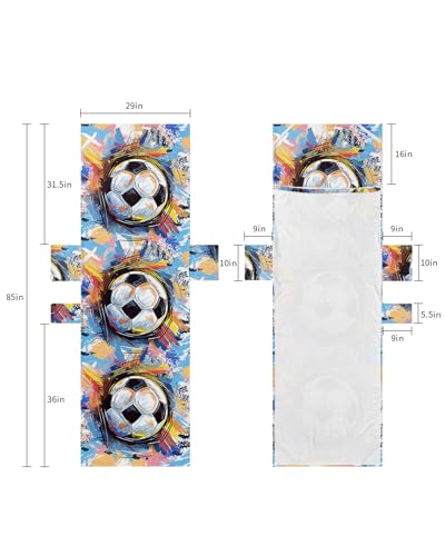 Soccer Beach Lounge Chair Towel Cover, Soft Chaise Lounge Towel with Side Pockets Patio Pool Chairs Cover for Beach/Pool Sunbathing 29x85 Yellow Blue Pink Watercolor Abstract Art Sports