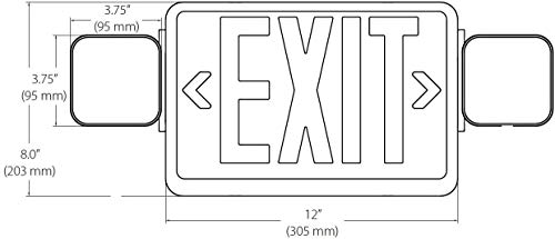 Double Sided LED Emergency EXIT Sign, Remote Capable, Two LED Flood Lights, Backup Battery, US Standard Red Letter Emergency Exit Lighting, Commercial Grade, 120-277V, Fire Resistant (UL 94V-0)