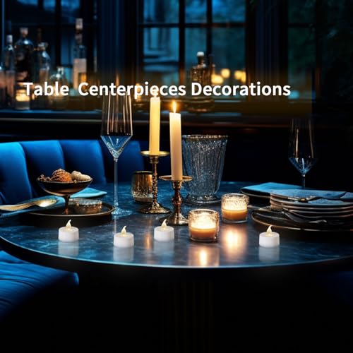 Image of LANKER Flameless Candles with 6H Timer, Flickering Warm White LED Tea Lights, Romantic Long Lasting Battery Operated Fake Candles for Party, Halloween and Christmas, Set of 24 (Warm White)