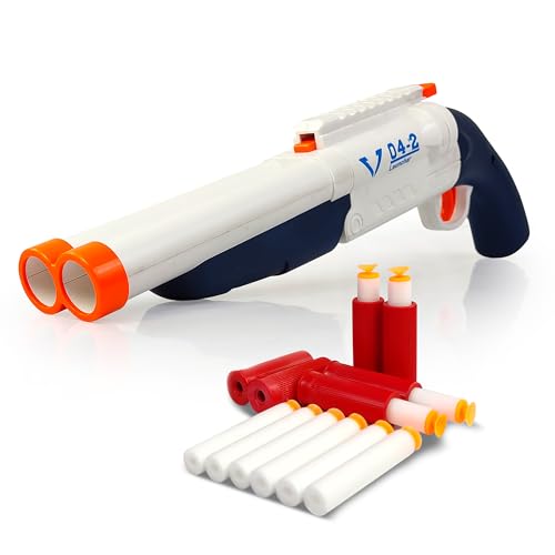 Image of NHR Double Barrel Soft Bullet Shotgun Toy for Kids, Long Range Foam Dart Blaster with 10 Soft Bullets & 6 Ejection Shells (4+ Years)