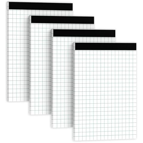 Graph Paper Pads 4 Pack Grid Paper Pad 2x2 Blue Squares Per Inch Grid Paper 8.5 x 11.75 Inch Perforated Legal Pads 50 Sheets Graph Paper Notebook 8.5 x 11, Graph Paper Notepad for Home, Office, School Cover
